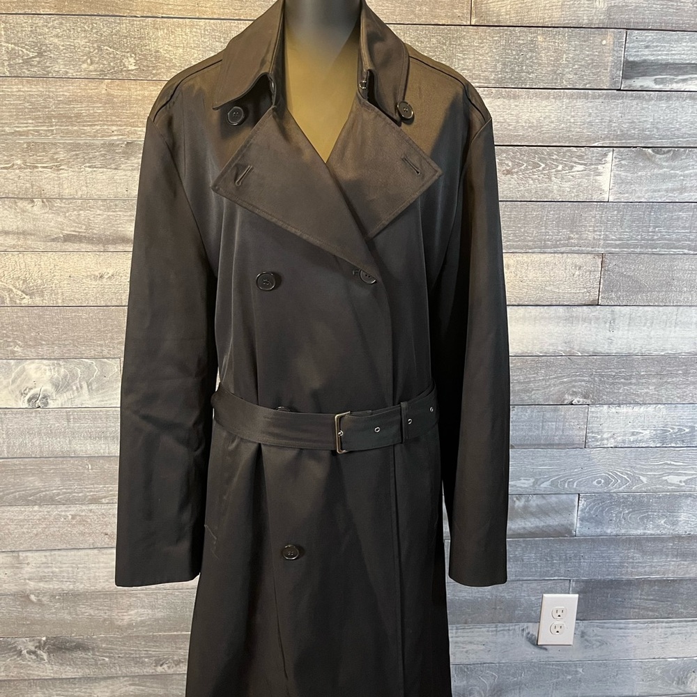 Kenneth Cole New York Charcoal Double-Breasted Trench Coat 44R